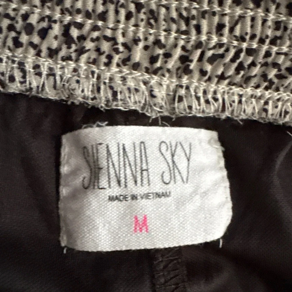 Sienna Sky Black White Animal Print Tiered Ruffle Mini Skirt Pockets Medium